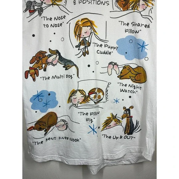 How To Sleep With A Dog Graphic Night Shirt White One Size Cotton Humor Puppy - Picture 3 of 10